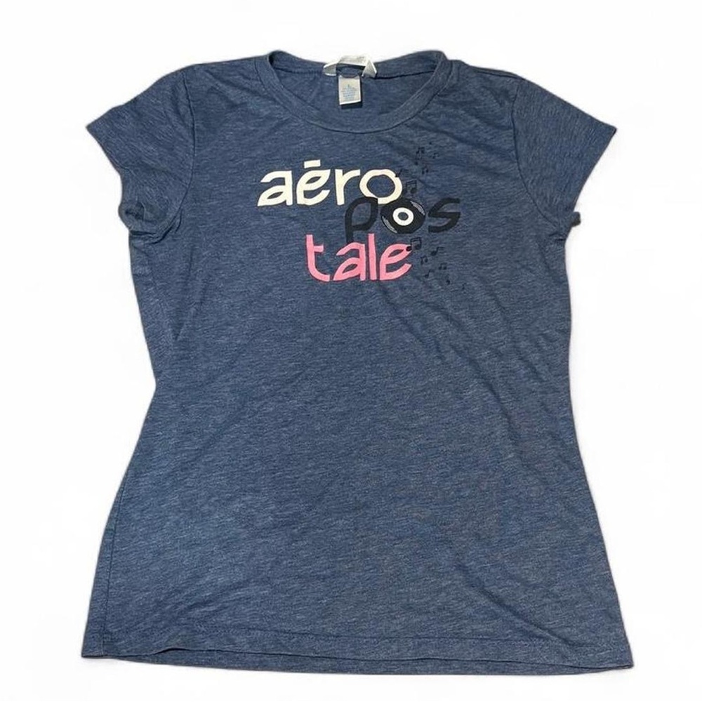 Y2K Aeropostale Baby Tee Shirt Music Notes & Record Logo